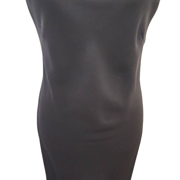 Maggy London Black Slip Dress Open Back with Cross Over Gold Chain/Rhinestone Wo - Picture 9 of 10